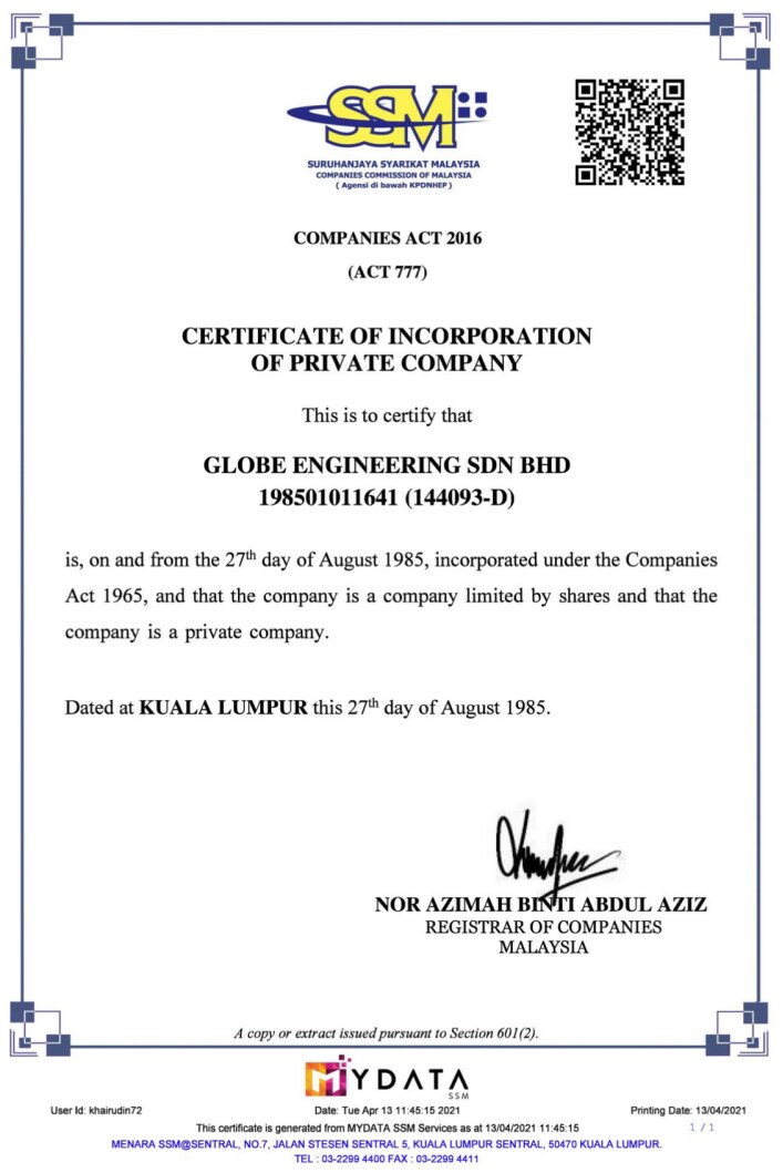Certificate of Incorporation