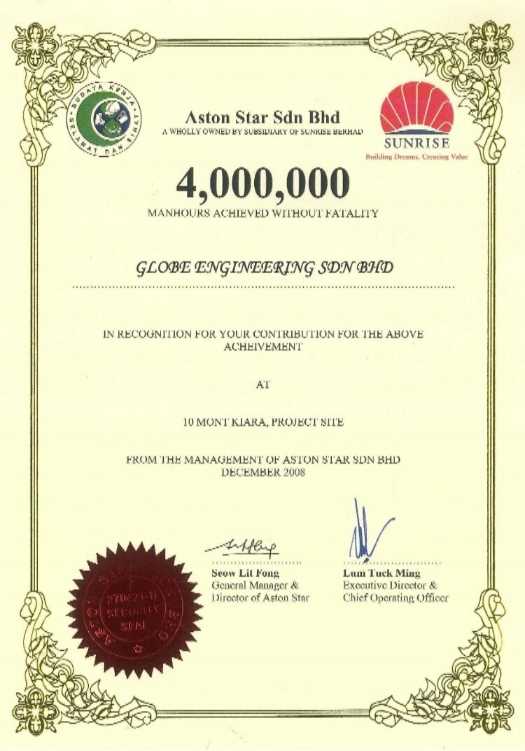 4,000,000 Man-Hours Without Fatality